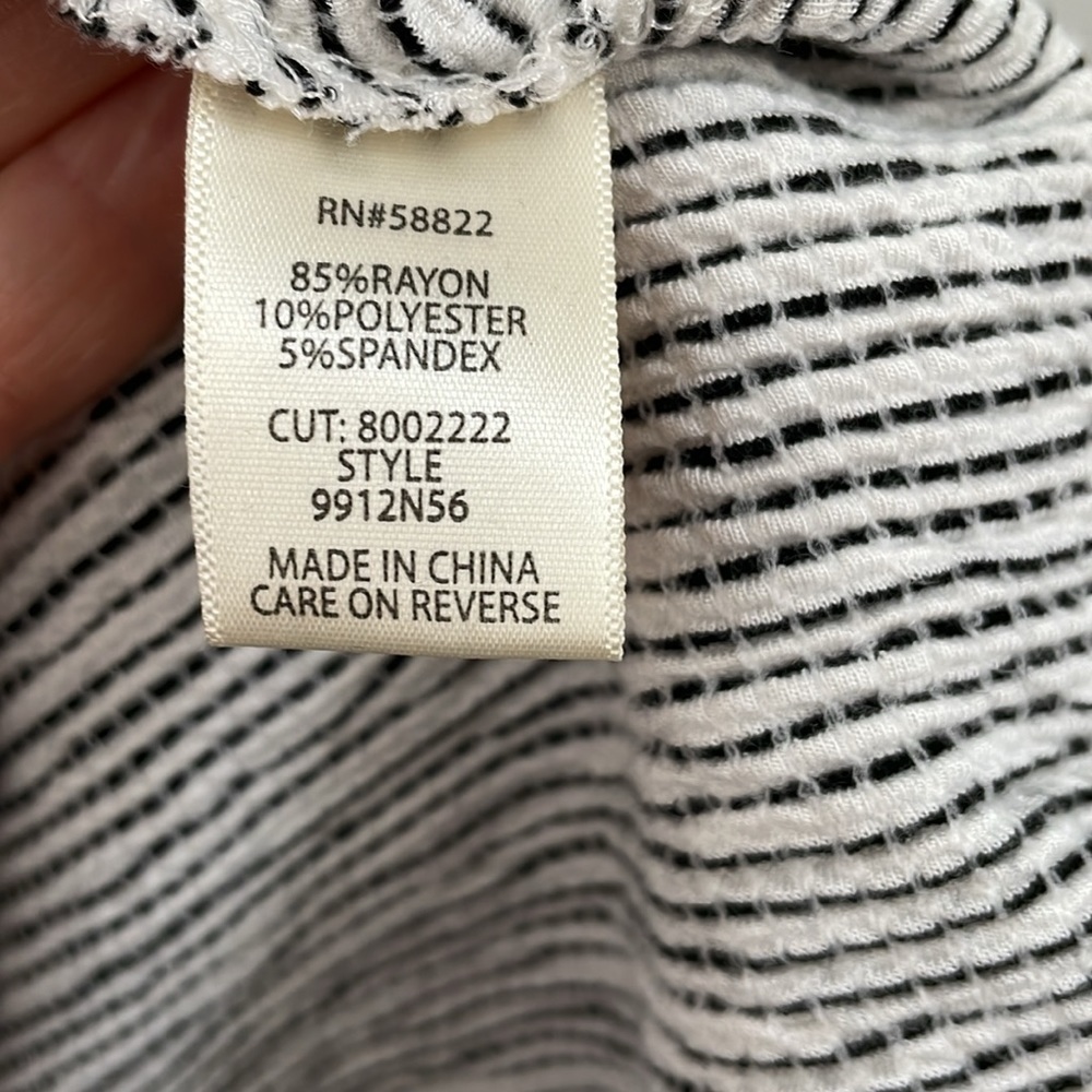 Max Studio Black/White Stripe Textured Twist Knot Hi Lo Dress L EUC - Picture 14 of 14
